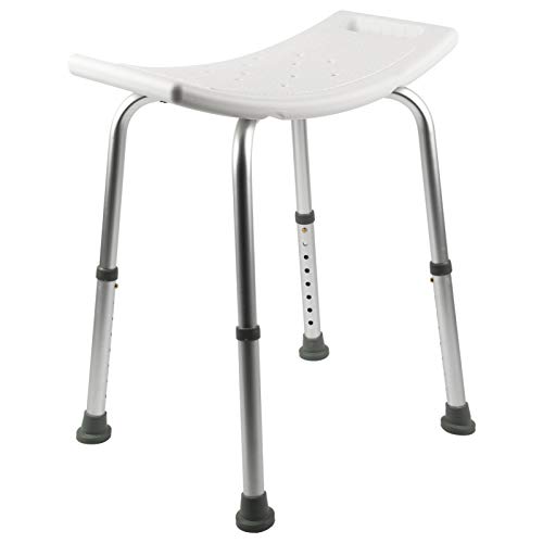 DHOUTDOORS Taburete Baño Simple Silla Ducha Aleación Aluminio Taburete Ducha Portátil Taburete Baño Antideslizante Taburete Ducha Asistencia Discapacitados con Patas Goma Antideslizantes