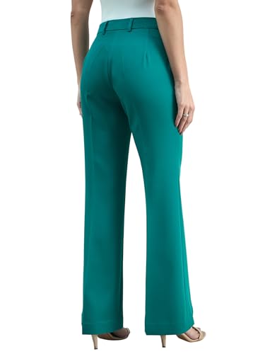 Mid Waist Slim Fit Formal Work Pants for Women Stretchable Office Trousers for Women Professional Business Wear Teal2