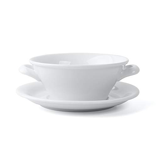 Holst Porzellan ACC 06 SET 2 Porzellan Suppentasse/Suppen Obere 0,45 L auf Untere UTA, weiß, 17.5 x 17.5 x 7 cm