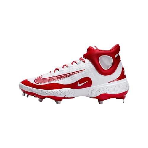 Nike Alpha Huarache Elite 4 Mid Men's Baseball Cleats (FD2744-106, White/University Red), Weiß / Uni Rot, 40.5 EU