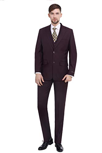 P&L Men's 3-Piece Classic Fit Dress Suits Tuxedo Blazer Jacket Tux Vest & Pants Set