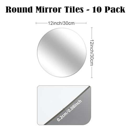 Image of 10 Pack Round Mirror Centerpieces for Tables Decorations, 12inch Acrylic Circle Mirror Centerpieces Mirror Trays Candle Plates for Centerpiece Wedding Party Table Decorations Wall Decor