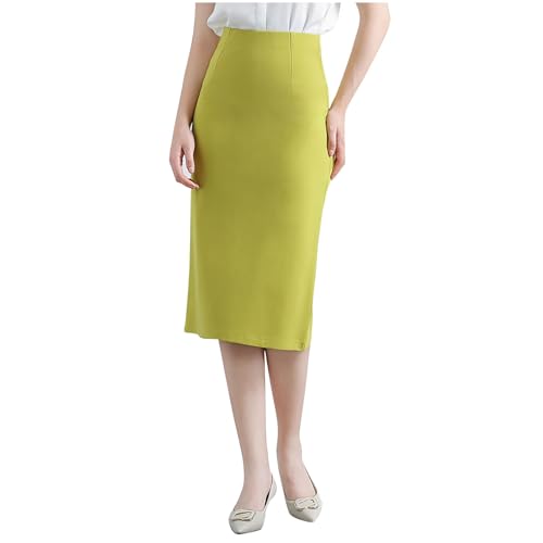 2025 Office Work Pencil Skirt for Women Stretch High Waist Below Knee Bodycon Skirt for Business Casual