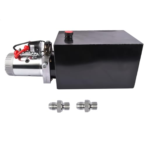 Image of 12V DC Single Acting Hydraulic Pump - 3.75 Gallon (15 Quart) Steel Hydraulic Power Unit for Dump Trailer, Dump Truck & Industrial Use Mixizap