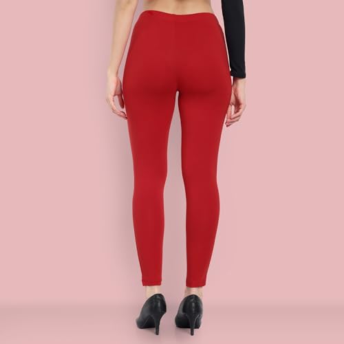 Image of ONE SKY Women Full Length Leggings | Cotton Modal Spandex Blend | High Waist Stretchable & Bio-Washed Fabric | Colour-Lock Technology | Comfortable Leggings for Women