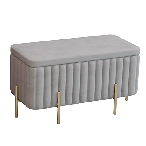 Banc d'entrée en velours rembourré avec coffre pour ranger les chaussures