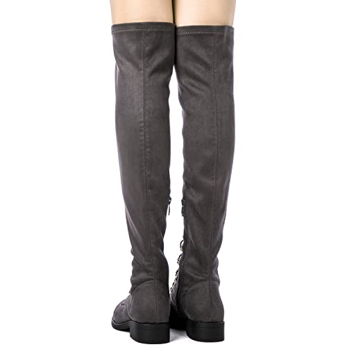 GLOBALWIN Women's Over The Knee Thigh High Gray Suede Tall Boots for Women Long Boots with Side Zipper Size 9M - image 7
