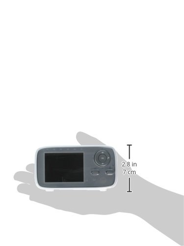 Hand holding Motorola MBP483 Parent Unit, illustrating its compact size