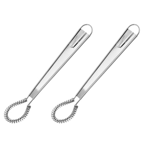 Batidores de Cocina de Acero Inoxidable,2 PCS Herramienta Manual para Batir Huevos Mini Bobina de Resorte Batidor Manual de Huevos para Hornear Cocinar Leche té con Leche