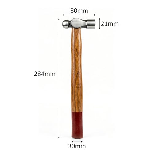 Image of Themisto TH-T34 200g Forged Steel Head Ball Peen Hammer with Seasoned Wooden Handle | Strong Non-Slip Grip | Ideal for Home DIY and Professional Use