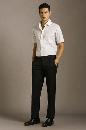 Image of Louis Philippe Men's Regular Fit Easy to Iron Everyday wear Premium Cotton Half Sleeve Solid Formal Shirt
