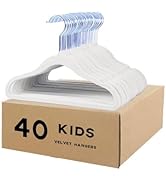 BDZBREN Kids Velvet Clothes Hangers, Non Slip Baby Hangers (11.6" Inch - 40 Pack) (Creamy-White)