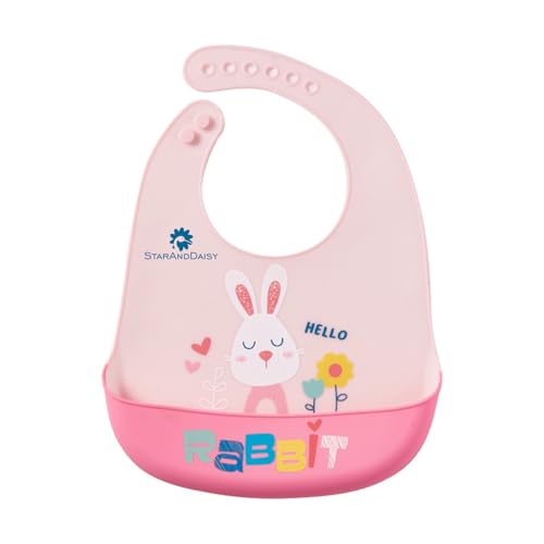 Image of StarAndDaisy Reusable Silicone Bib for Baby with Adjustable Buttons for Mess-Free Feeding
