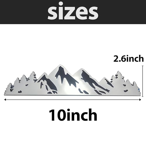 Image of 10 Inch Snow Mountain Graphic Logo Badge, Trunk Mountain Logo Emblem for Car Trunk Tailgate Emblem (Silver Black)