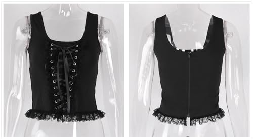 Gothic Crop Tank Tops for Women Y2k Camisole Goth4
