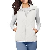 NSICBMNO White Gilet For Women Uk - Winter Jacket For Women Uk, Padded Gilet Ladies Gillette Body Warmer Padded Vests, Quilted With Pockets, Zip Up Vest Sleeveless Puffer Jacket Cotton Jackets