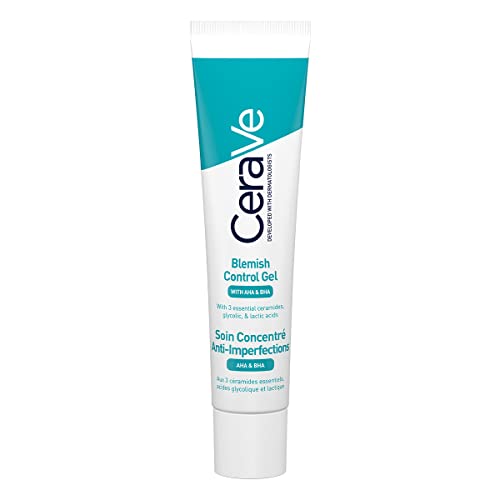 CeraVe Gel de control de imperfecciones antiacné con AHA y BHA para piel acneica, 40 ml