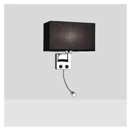 Lámpara de pared de tela E27 con interruptor negro estilo nórdico