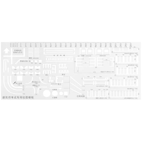 Housoutil Règle Géométrique Flexible en Plastique Transparent Pochoirs de Formes Variées, Outil de Dessin Technique pour Architectes, pour Conception et Schéma Architectural