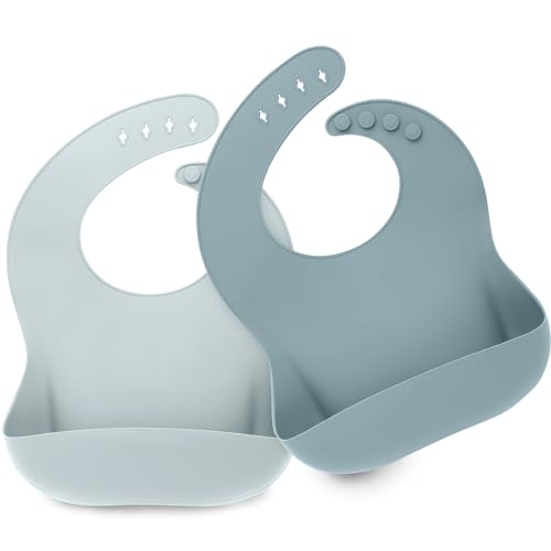 Image of KeaBabies 2-Pack Silicone Bibs For Babies, Silicone Baby Bibs for Eating, Food-Grade Pure Silicone Bib, Toddler Bibs, Waterproof Bibs, Feeding Bibs, Silicon Bibs for Toddlers, Boys, Girls (Alps)