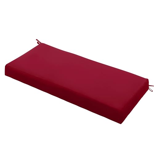 Outdoor Bench Cushion Waterproof 45"x18"  Fade-Resistant Patio Furniture Cushion with Ties for Porch Swing, Loveseat, or Indoor Bench Replacement, Burgundy