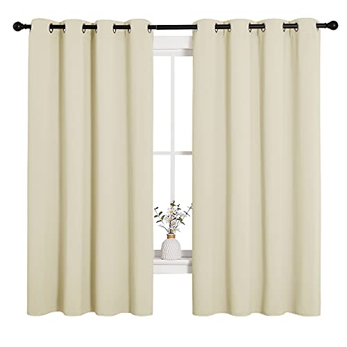 Image of NICETOWN Room Darkening Curtain Panels for Cafe, Thermal Insulated Grommet Room Darkening Draperies /Drapes for Window (Beige, 2 Panels, W55 x L68 -inch)