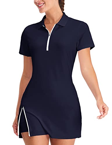 Hiverlay Tennis Dresses for Women with 2 Pockets Built in Shorts UPF 50+ Golf Dress Workout Athletic Dresses