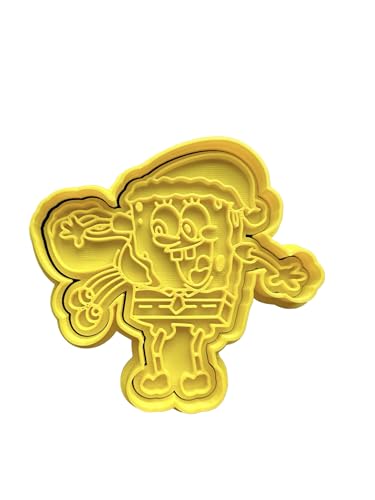 The Cookie Cutter Hub Cortador de galletas de Navidad con diseño de Bob Esponja y relieve a juego para galletas, galletas, decoración de arcilla