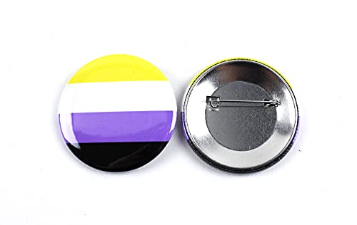 LGBTQ+ Non-Binary Pride Flag Pinback Buttons - 2.25 Inch Round - 5 Pack - Thumbnail 2