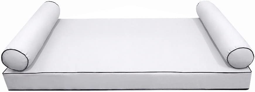 Prolinemax Style5 Crib Size 3PC Contrast Pipe Trim Outdoor Daybed Mattress Cushion Bolster Pillow Slip Cover Complete Set AD105