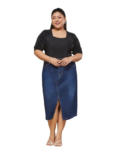 Image of Miss Chase A+ Women's Regular High Rise Above Knee Stretchable Denim Shorts & Skirts