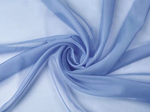 Voile Stoff Meterware am Stück - 150 cm Breite - Gardienenstoff, Dekostoff zum Nähen - Hellblau