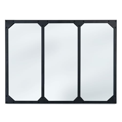 IDMarket - Miroir verrière 3 Bandes Design Industriel 80x60 cm