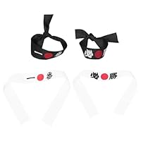 BESPORTBLE Diademas de Karate Japonesas 4 Piezas Negras y Blancas Banda Ancha y Gruesa de Tela Flexible Antideslizante Accesorio Tradicional para Cocina Sushi y Entrenamiento Ninja Adulto