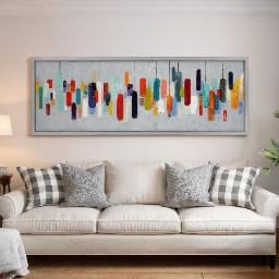 Tableau abstrait à rayures en impression encadrée grand format style Mid-Century - 4