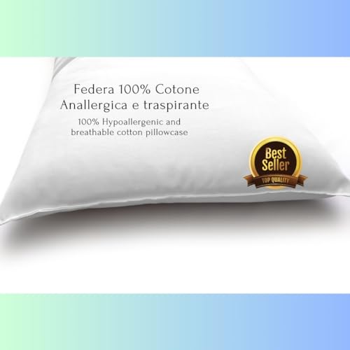 GM Kissen 30 x 50 cm, Kissen für Kinderbett, 100% Baumwolle, hypoallergen, milbendicht, weiß, zum Schlafen zu Hause oder auf Reisen, hergestellt in Italien