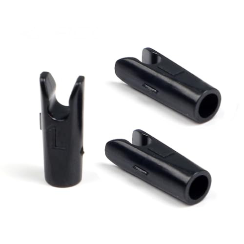 PHILOCS 60 Stück Pfeil Pin-Nocken Größe L und S für ID 3.2mm ID 4.2mm ID 6.2mm Schaft Kunststoff Pfeilschwänze Ersatz Nocke, DIY Bogenschießen Pfeile Zubehör (L Black)