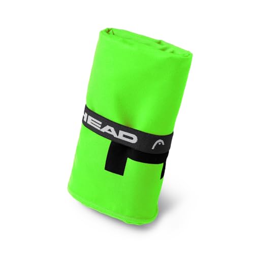 HEAD Active Fluo - Asciugamano Microfibra con Elastico, Asciugamano Palestra Leggero a Rapida Asciugatura Valido come Telo Multiuso, Asciugamani Bagno Assorbente Salvaspazio da Viaggio 60x110, Verde