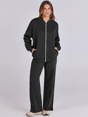 ANRABESS Women 2 Piece Outfits Lounge Set Oversized Zip Up Sweatshirt Jacket Sweatpant Matching Sweat Sets Winter Sweatsuits2