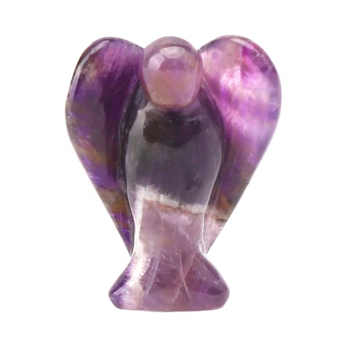 Ange en cristal d'améthyste, 4.2 cm Naturel Améthyste Statue en Cristal de l'Ange Gardien, statue d'ange violet, Cadeau de Pierre de guérison en Cristal de Forme...