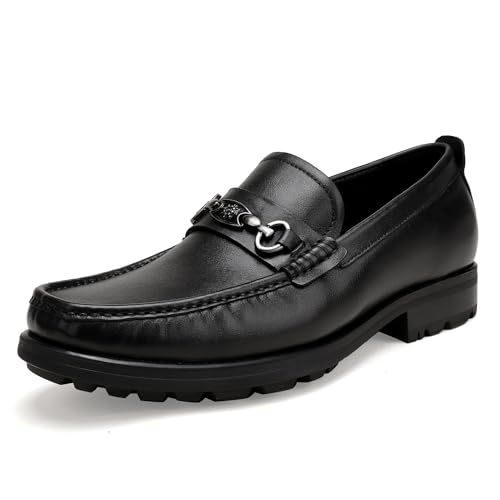 Image of Formal Dress Shoes for Men, Premium Buckle Moc-Toe Business Shoes Casual Slip-on Penny Loafer
