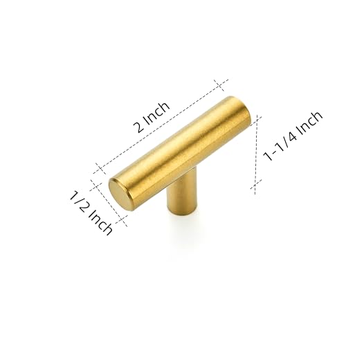 Image of Ravinte 2'' Cabinet Handles Stainless Steel Brushed Brass Kitchen Cabinet Hardware Handles of Kitchen Cupboard Handles 10 Pack