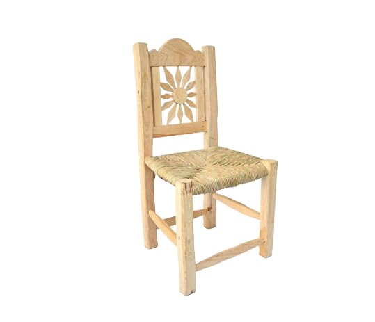 Miniatura 3 de Set of 2 Chair Mexican of Handmade Wood Woven with Natural Tule Sol Fiber, Artisan from Jalisco ideal restaurant, home, bar, hotel, garden,