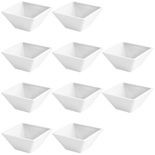 Vestamore Paquete de 10 platos cuadrados acrílicos blancos, juego de aperitivos apilables, brillante, ideal para bar, KTV, en casa y eventos de fiesta