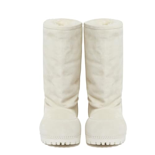 Agodor Snow Boots for Women,Suede Platform Winter Boots,Warm Faux Fur Slip On Round Toe Chunky Hippy Comfort Fashion High Boots2