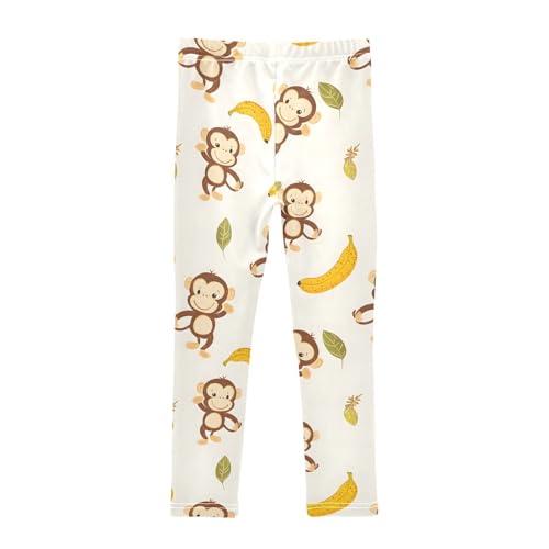 Monkey Banana and Leaf Girls Leggings Ultra Soft Compression Yoga Gym Pants for Kids 4-10T2