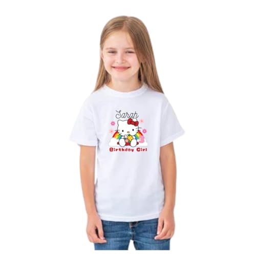 Custom personalized shirt Hello for birthday Girl, add name and age, matching family birthday2