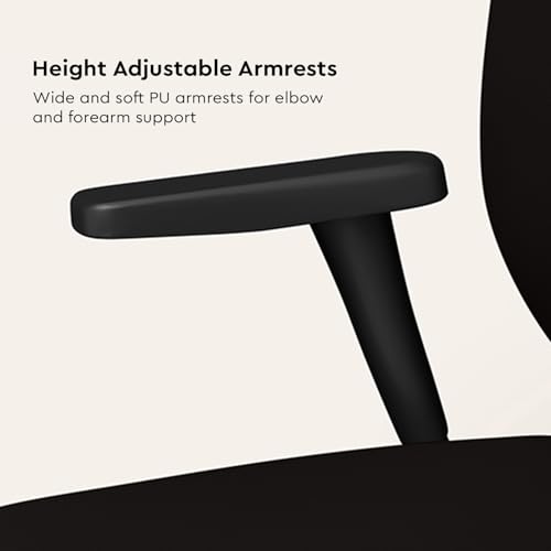 Image of Interio by Godrej Chair, Marvel High Back Leatherette Ergonomic Office Chair (Black Ink), 1 Year Warranty, Adjustable Armrest