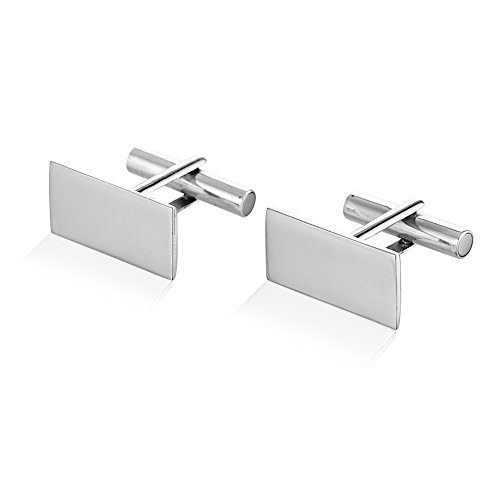 925 Sterling Silver Brushed Matte Finish Rectangular Cuff Links Set of Two (2), Men's Cufflinks