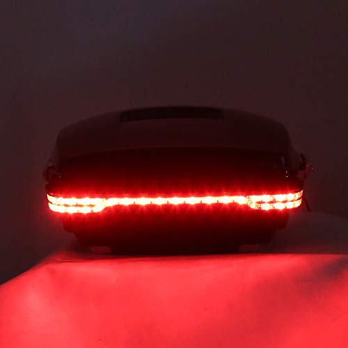 Image of ECOTRIC King Motorcycle Storage Trunk Compatible with 2014-2024 Harley Touring w /Brake Turn Tail Light Lamp w /Latches w /Hinges